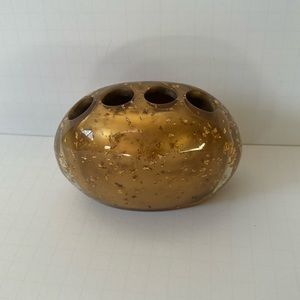 Nicole Miller Toothbrush Holder Gold & Gold Fleck Acrylic